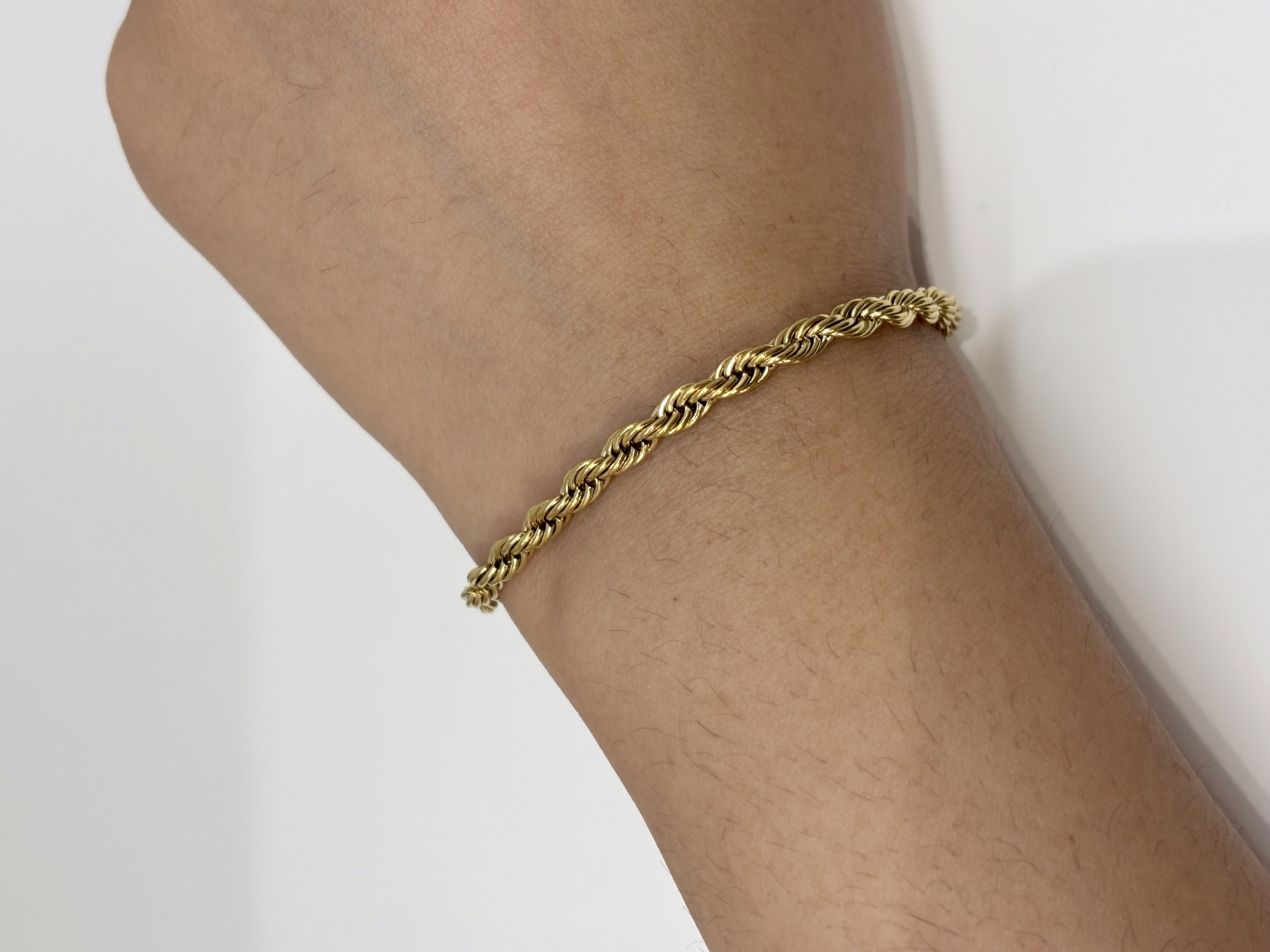 Rope Chain gold plated bracelet worn on wrist