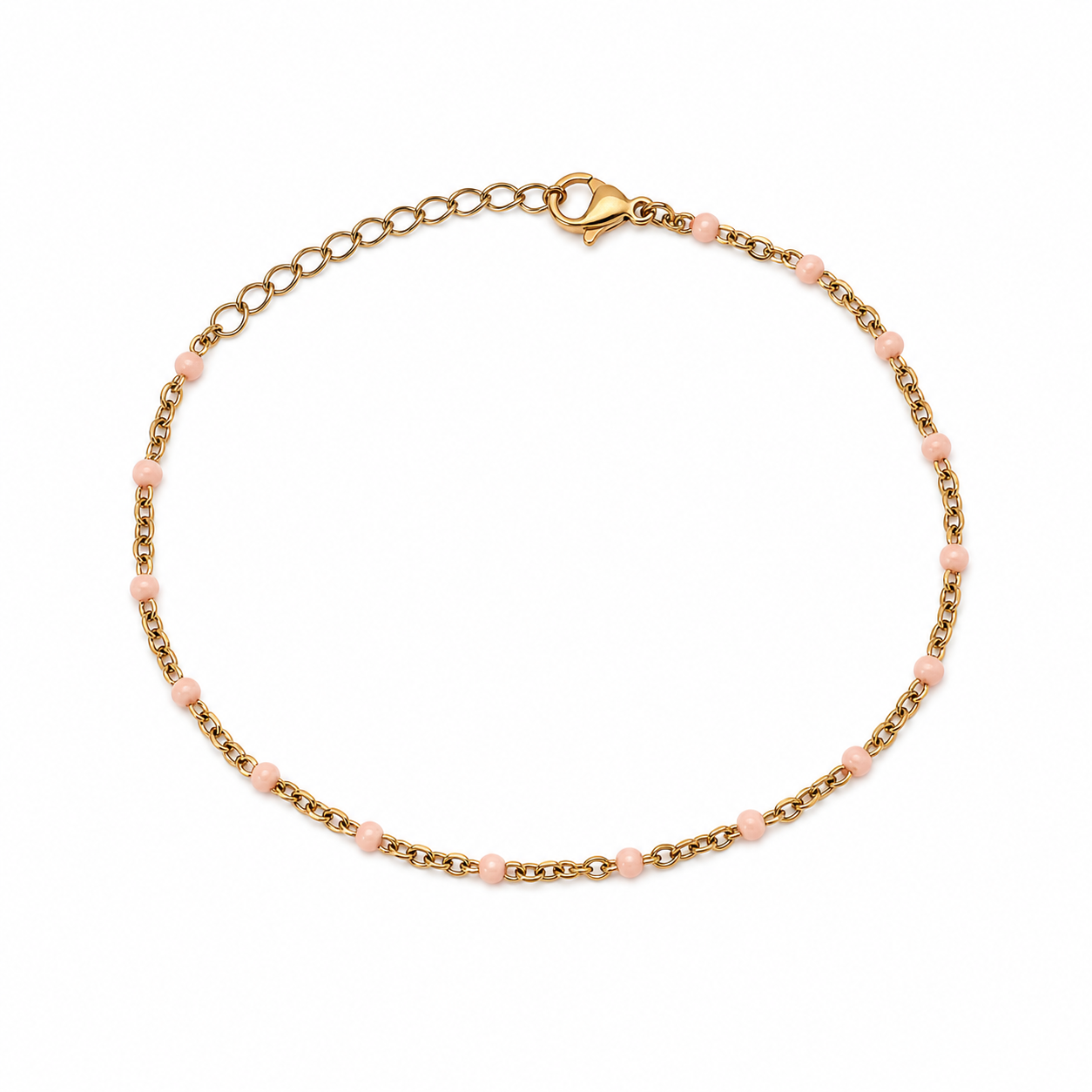 Rose Gold Bead gold plated bracelet on white background