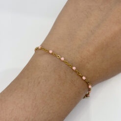 Rose Gold Bead gold plated bracelet worn on wrist