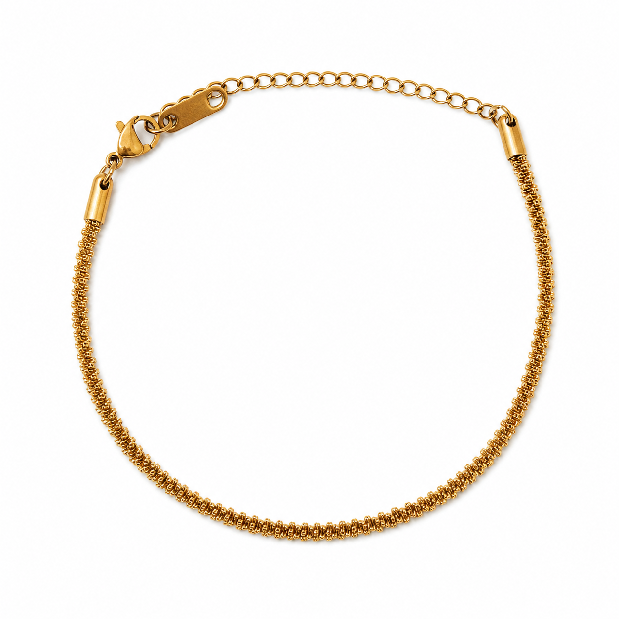 Snake Chain gold plated bracelet on white background