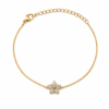 Solitaire Flower gold plated bracelet on white background