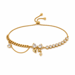 Star and Chain gold plated bracelet on white background