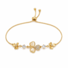 Three-Petal Flower gold plated bracelet on white background