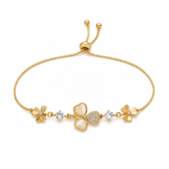 Three-Petal Flower gold plated bracelet on white background
