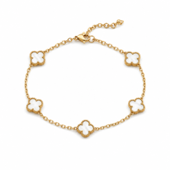 White Clover small gold plated bracelet on white background