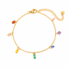 Boho Gold Dainty Multi Color Gem Anklet