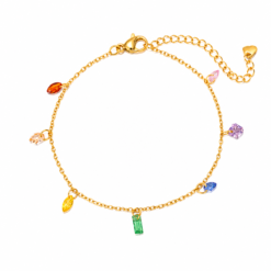 Boho Gold Dainty Multi Color Gem Anklet