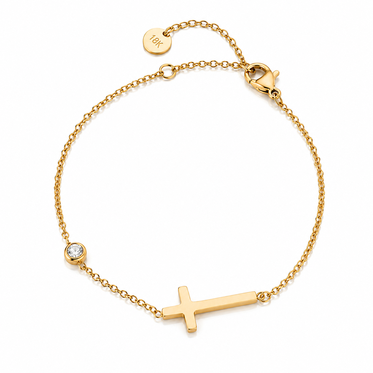 Dainty Gold Cross Single Zircon Anklet