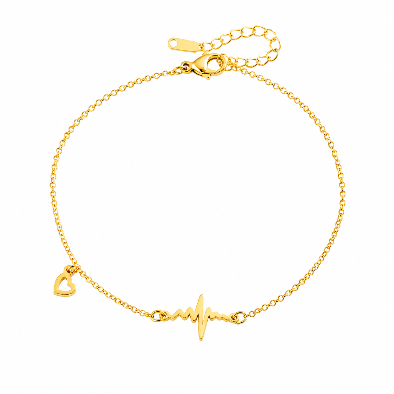 Dainty Heartbeat Tiny Heart Gold Anklet