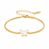 Dainty Wheat Chain White Butterfly Gold Bracelet