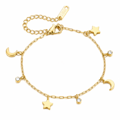 Delicate Gold Celestial Star Moon Charm Anklet