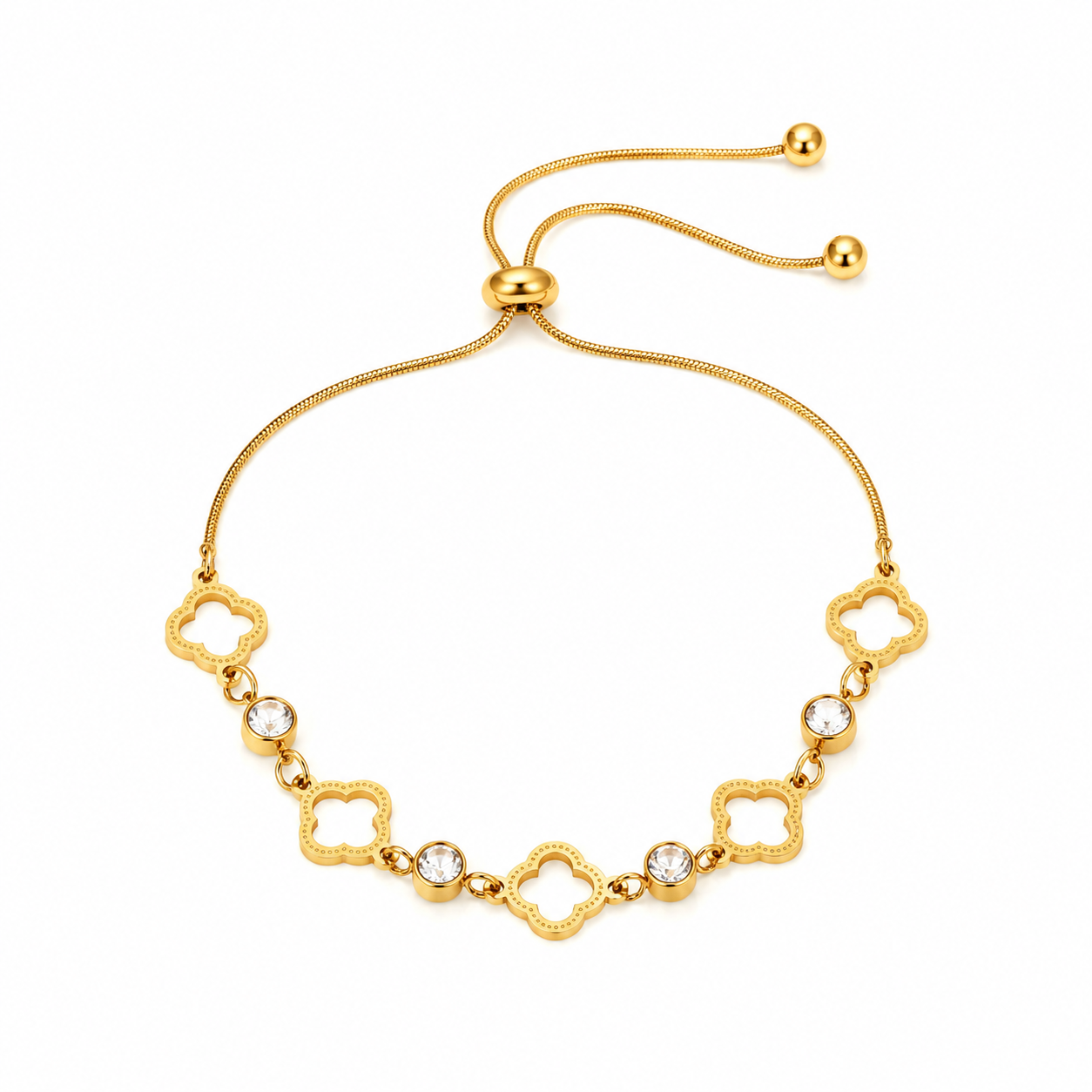Delicate Hollow Lucky Clover Gold Bracelet