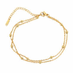 Double Layer Chic Tiny Ball Gold Anklet