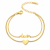 Double Layer Script Love Heart Gold Anklet