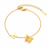 Elegant Thin Chain Double Butterfly Gold Anklet