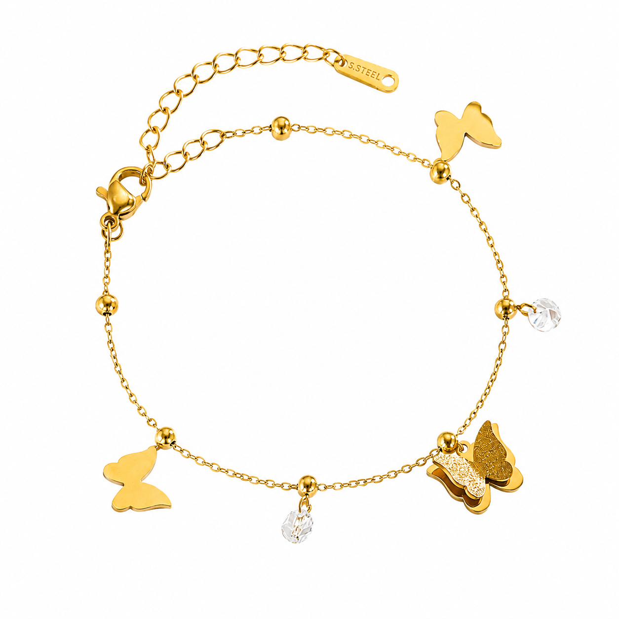 Ethereal Glitter Butterfly Zircon Gold Anklet