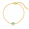 Gold Chain Vintage Oval Blue Stone Anklet