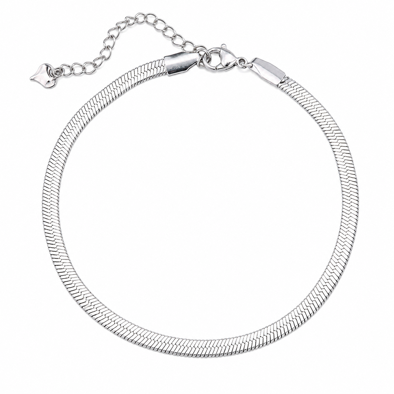Minimalist Sleek Snake Chain Silver Anklet