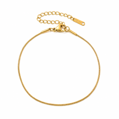 Minimalist Thin Flat Snake Chain Gold Anklet