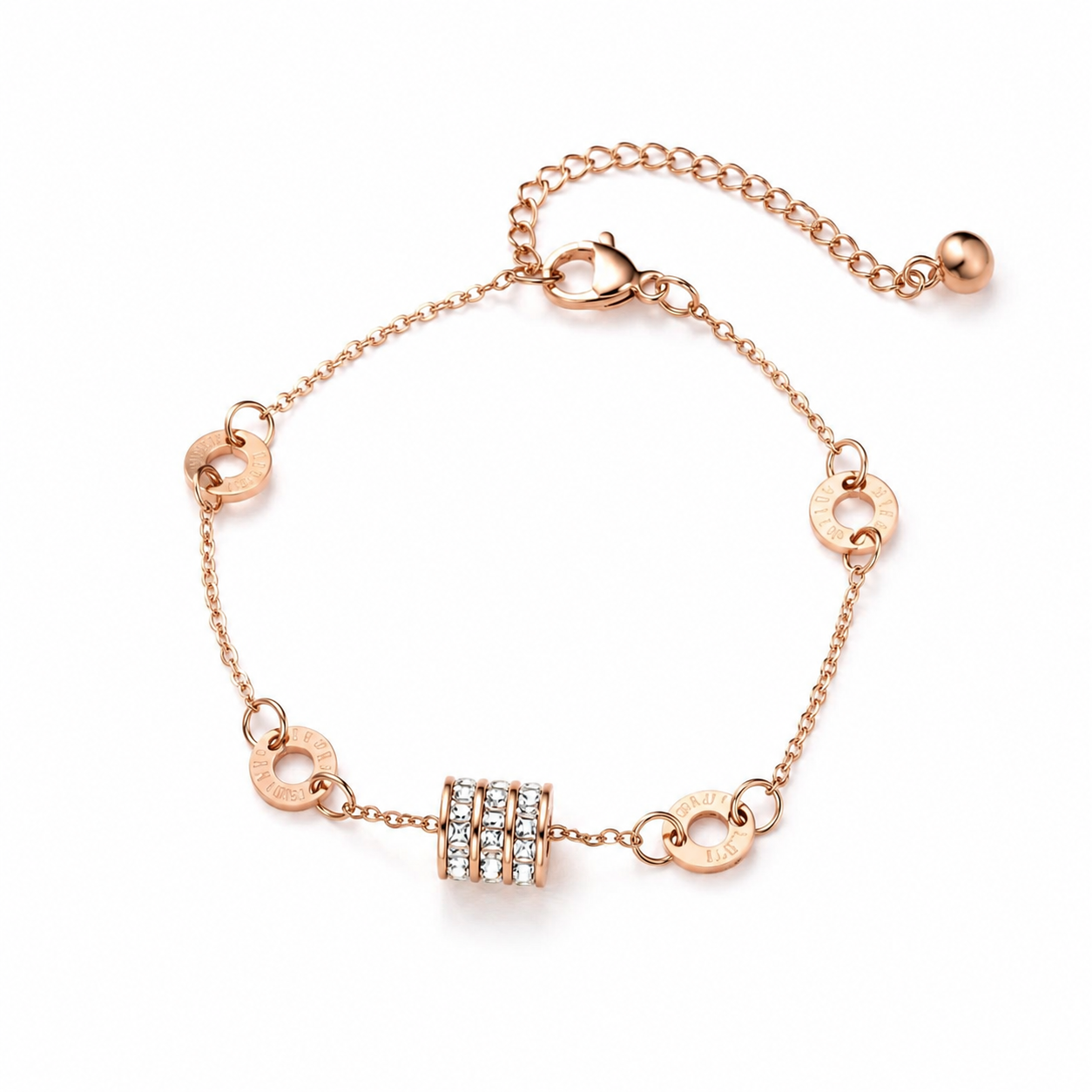 Rose Gold Luxe Paved Cylinder Zircon Bracelet