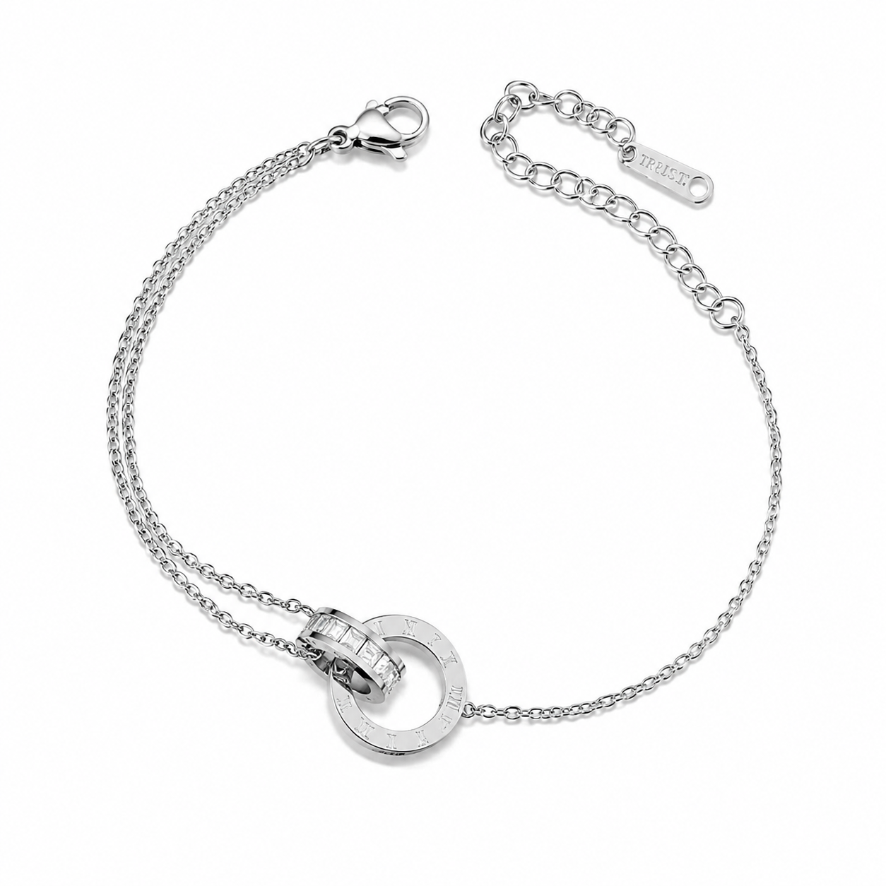 Silver Luxe Paved Cylinder Zircon Anklet