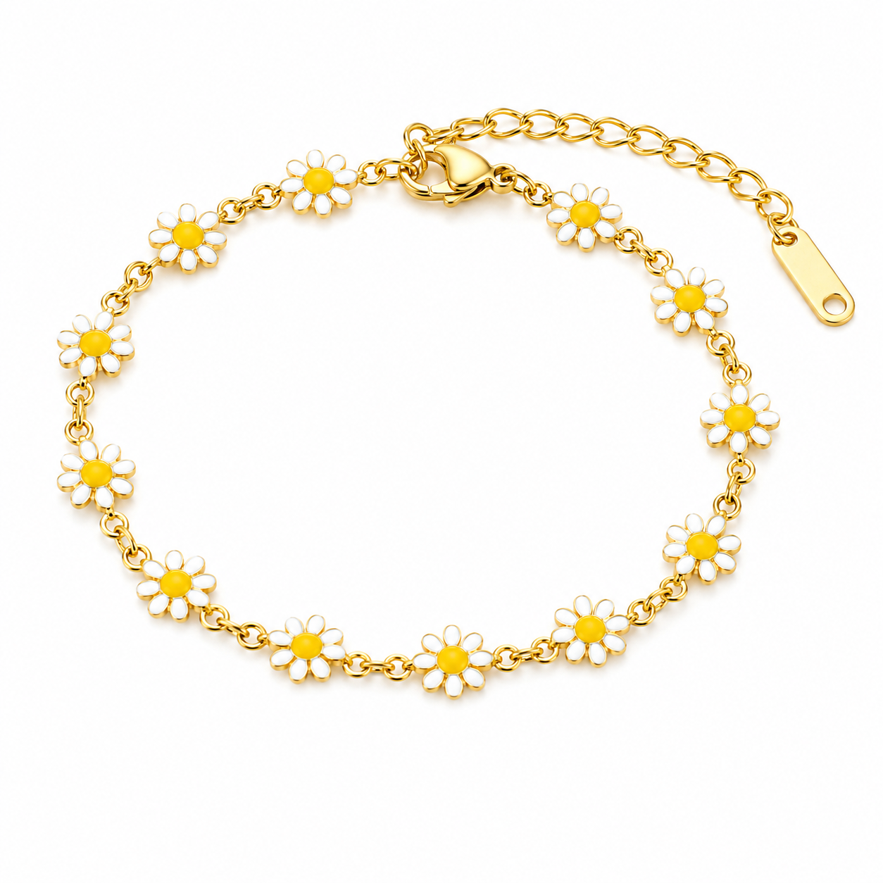 Sweet Multi Daisy Floral Gold Bracelet