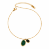 Vintage Oval Emerald Black Onyx Gold Anklet
