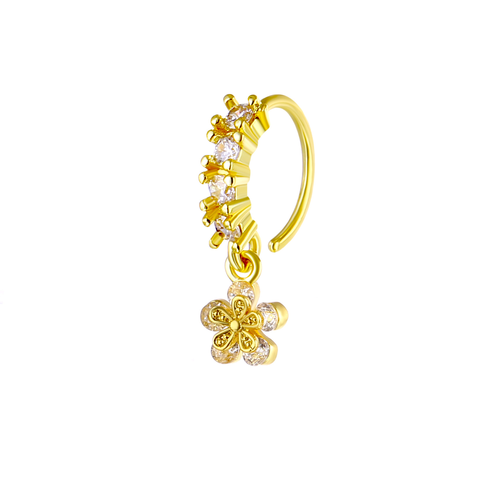 Dainty Five Petal Floral Drop Nose Ring