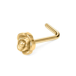 Dainty Sculpted Flower L Shape Nose Stud