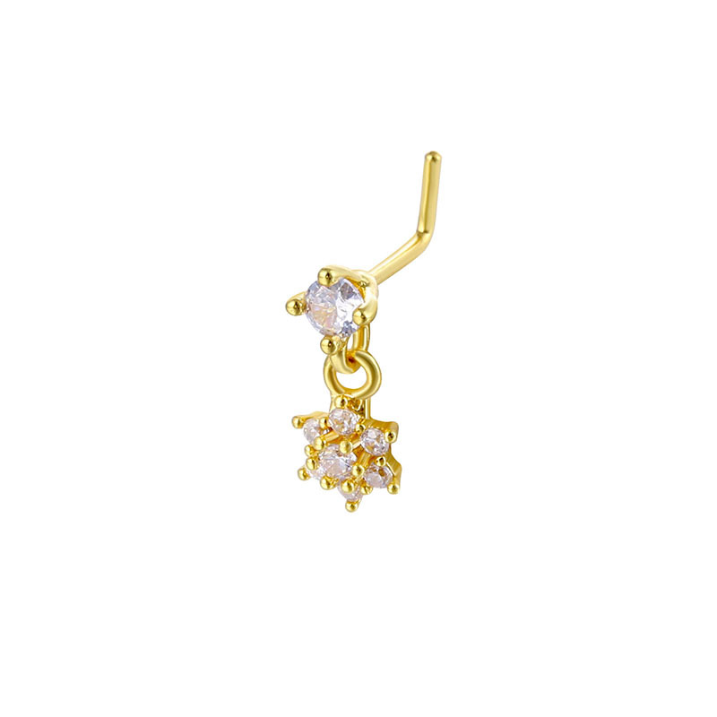 Dangling Celestial Star L Shape Nose Stud