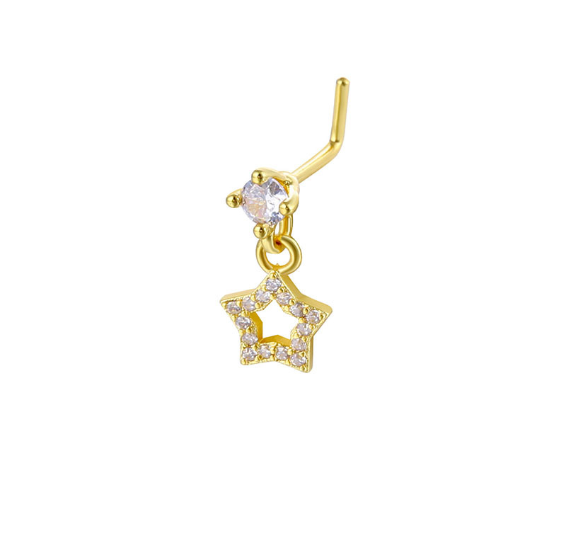 Dreamy Dangling Hollow Star L Shape Nose Stud