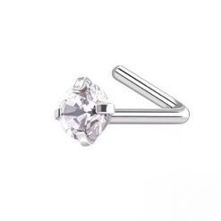 Elegant Round Gem L Shape Nose Stud