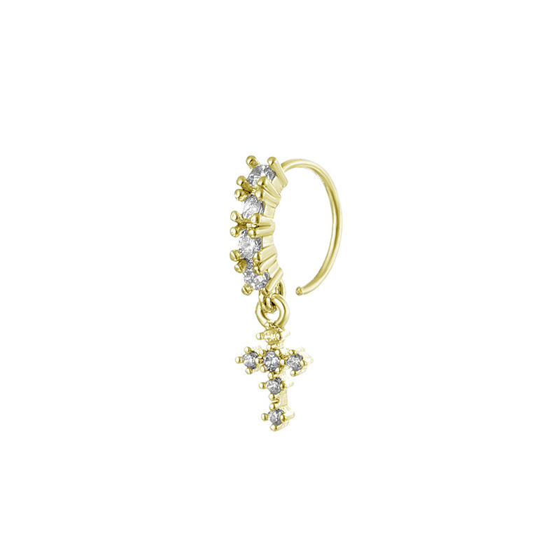 Trendy Zircon Cross Drop Nose Ring
