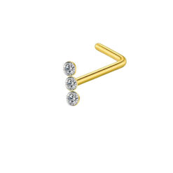Vertical Three Round Zircon L Shape Nose Stud