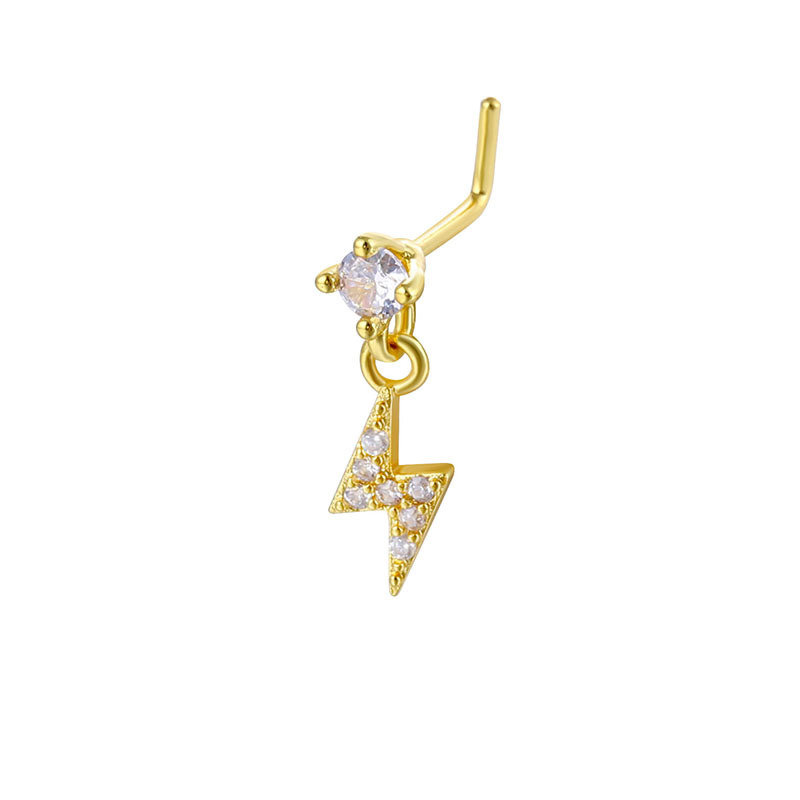 Paved Zircon Thunder Drop L Shape Nose Stud