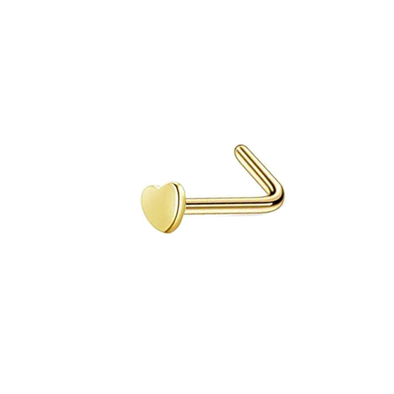 Plain Heart L Shape Nose Stud
