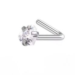 Romantic Heart Gem L Shape Nose Stud