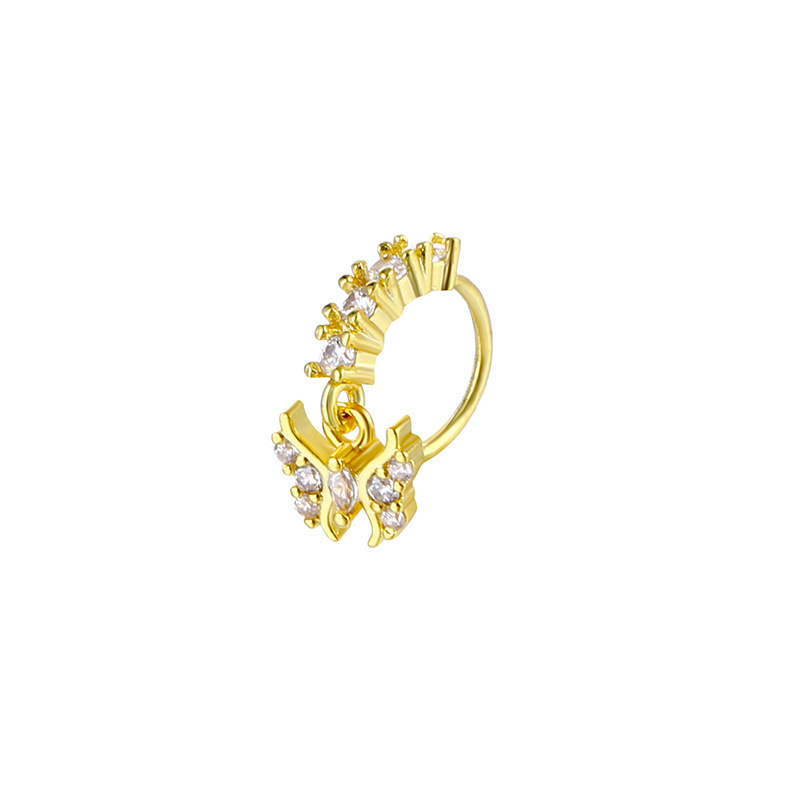 Shiny Paved Zircon Buterfly Drop Nose Ring
