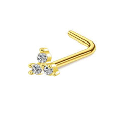 Triple Round Zircon L Shape Nose Stud