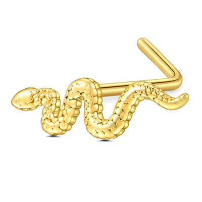 Wavy Textured Snake L Shape Nose Stud